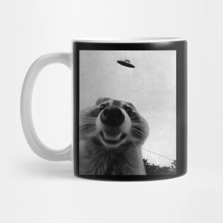 Funny Raccoon Selfie with UFOs Mug